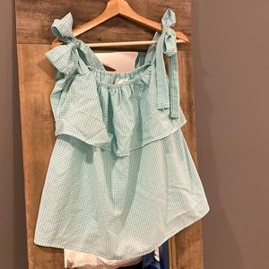 Tiny Tassel Mint gingham top